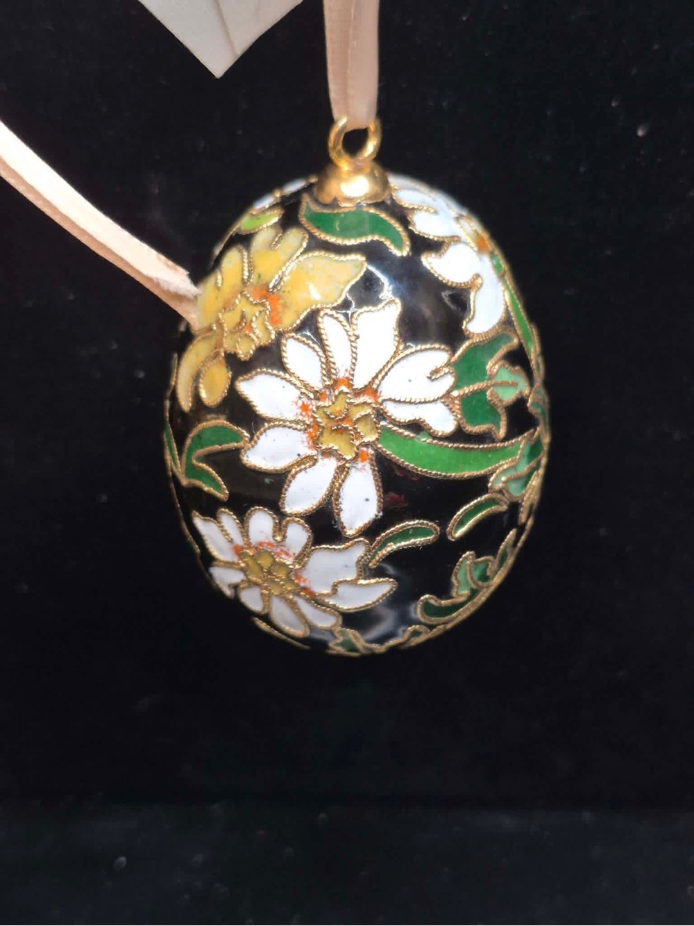 Lot Vintage Victorian Style Cloisonné Ornaments Faberge Type Enamel & Brass 3pcs - Picture 9 of 12